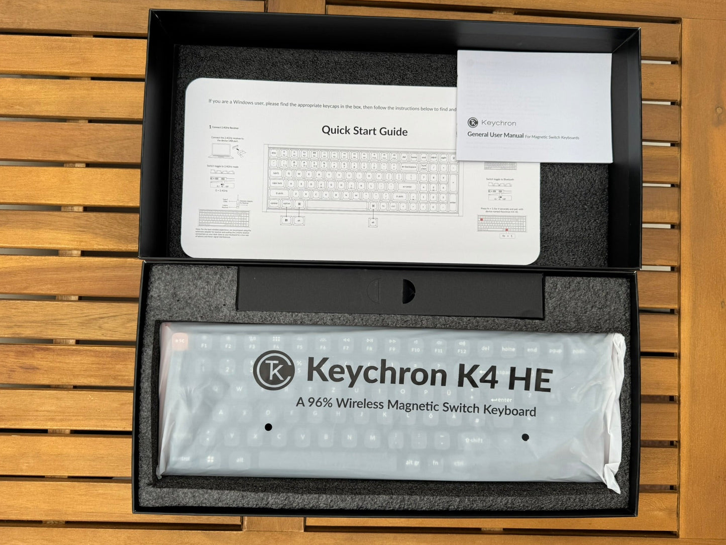 Keychron K4 HE in der Originalverpackung mit Quick Start Guide und User Manual
